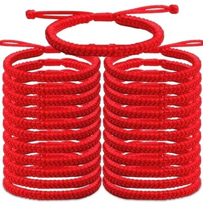 2/10er Pack Kabbala Amulett 7 Knoten Glück rot Schnur Zopf Armband Schutz