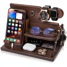 Wood Phone Docking Station for Men - Desk or Nightstand Organizer - Birthday ...