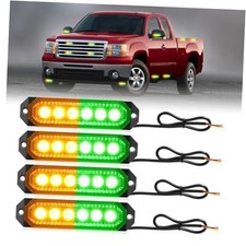 406T Emergency Strobe Grille Lights: 4Pcs 6 LED Sync Feature Amber/Green