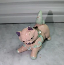 Kay Finch Pottery 1940s Cats Kittens Muff LILAC & Green #2