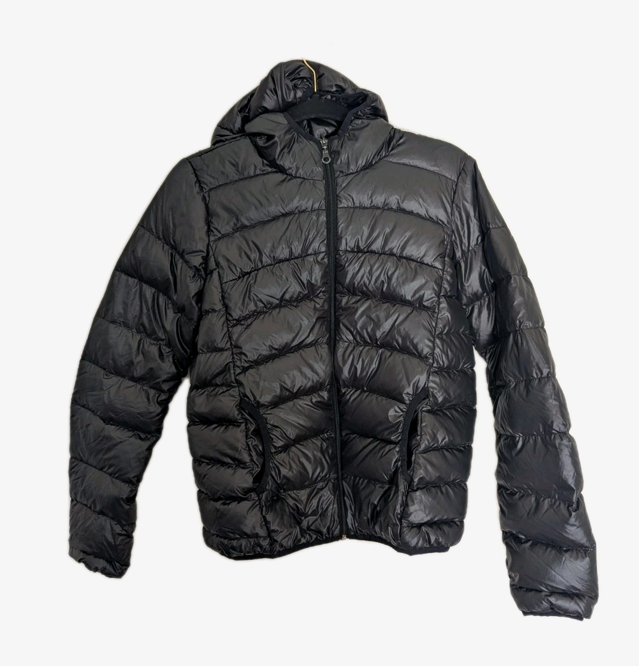 Active Basic Black Puffer Womens Jacket with Hood… - image 1