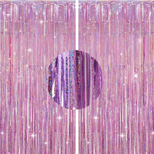 Glitzer Lametta Vorhang Rosa, Metallic LamettavorhäNgen, 2 StüCk Glitzernde Lame-image