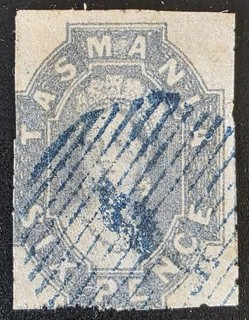 TASMANIA 1863 1871 Used 6d Dull Lilac Rouletted SG #55 CV £750