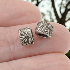 Pewter Jardin Barrel Beads 10-Pack Large Hole for Leather Cord TierraCast Design