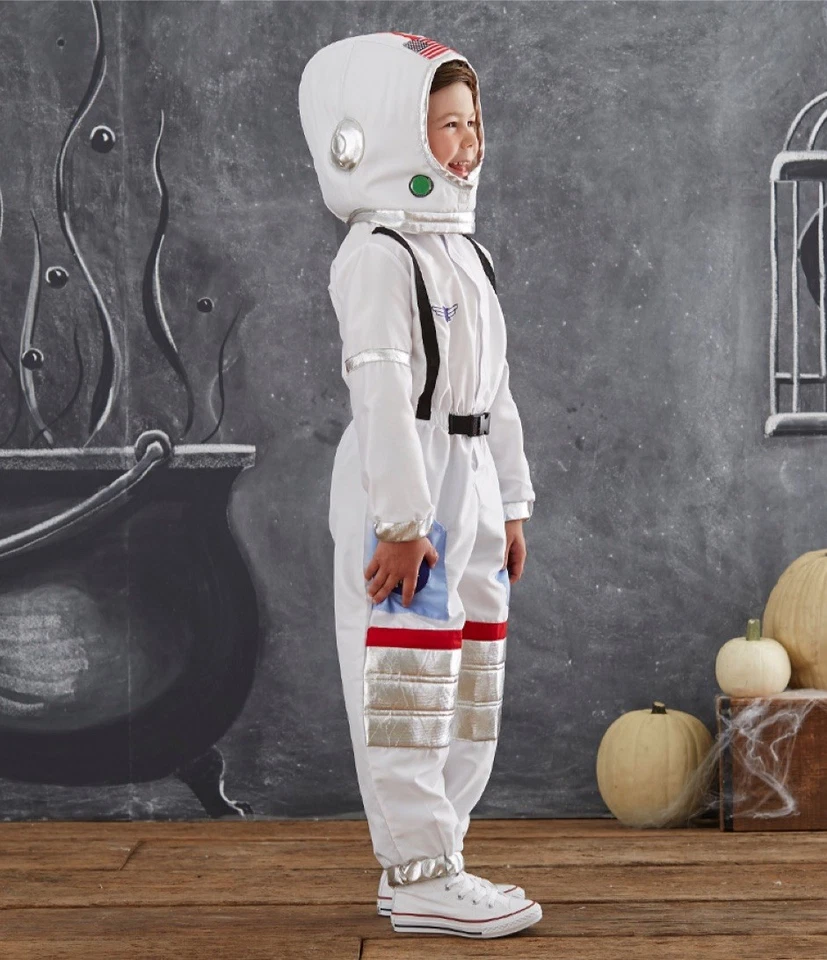 NUEVO Disfraz de astronauta de Halloween Pottery Barn para niños pequeños blanco con casco talla 3T Foto 4 de 4