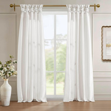 Faux Silk Curtain Single Panel for Privacy, 50X108 White
