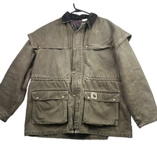 VTG Carhartt CB5082 Cape Duster Jacket L Chestnut Blanket Lined 90s USA Made