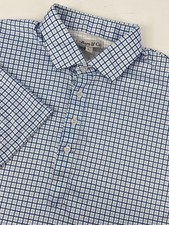 Collars  Co Shirt Men Large Blue Gingham Check Dress Collar Polo Casual Stretch