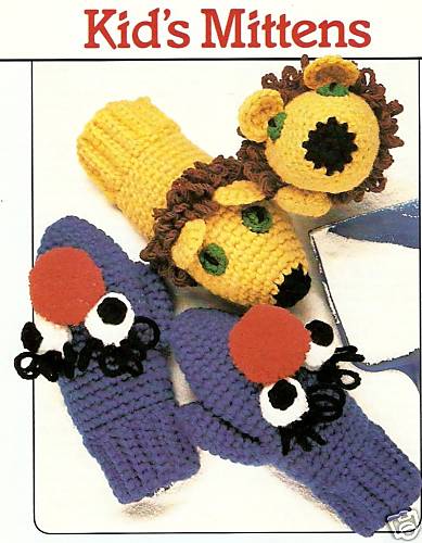 Monster & Lion Kid's Mittens/ Apparel/Crochet Pattern - Picture 1 of 1