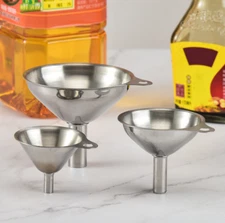 3Pcs Kitchen Funnel Set Stainless Steel Funnels Wide Mouth Oil Liquid Funnel  