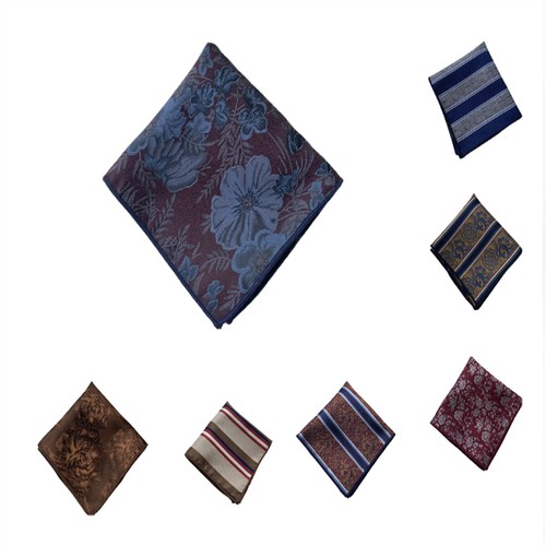 Square Floral Men Silk Polyester Pocket Square Hanky Wedding Party Handkerchief - Picture 2 of 17