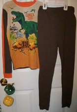 Dinosaur Danger Zone Raptor TRex Long 2 Piece Pajama PJ Set Boys Size 12 NWT