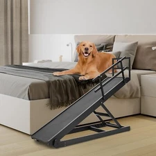 Begonia.K Dog Ramp for Sofa Bed 4/5 Adjustable Pet Ramp Folds Flat & Side Rail