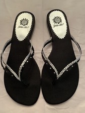 Women's Shoes Yellow Box Style Theo Sz 8 Embellished Flip Flop Sandals