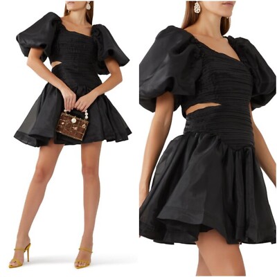 aje joan puff sleeve mini dress AJE Joan Puff Sleeve Mini Dress Rouge Pink (HIRE) Goddess Kleopatra