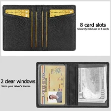 Front Pocket Minimalist Leather Slim Wallet RFID Blocking Medium Size Purse Mens