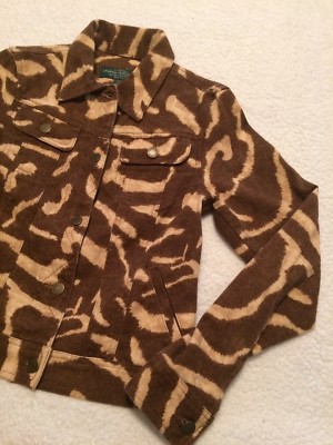 Ralph Lauren Jeans Co. Sz PS Brown Animal Print Denim Jacket