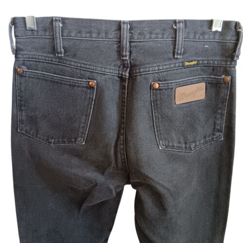 31X36 Wrangler Mens Slim Fit Cowboy Jeans Black 936BLK 1980's USA Faded Rancher