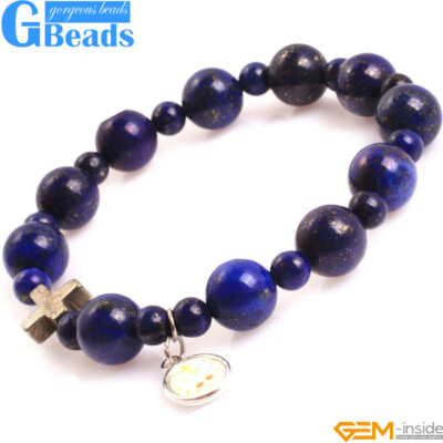 Handmade Assorted Stones Prayer Rosary Bracelet With Pyrite Corss Free Shipping