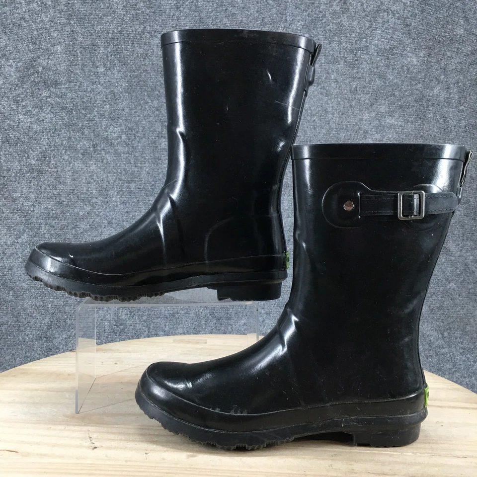 Western Chief Botas Mujer 10 Clásicas Hebilla Media Bota de Lluvia Goma Negra Foto 2 de 4