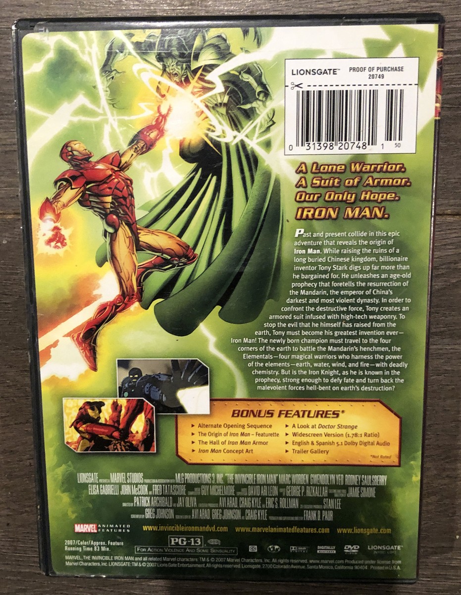 The Invincible Iron Man Animated Movie (DVD, 2007 Film) With