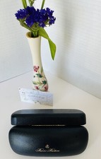 BROOKS BROTHERS Eyeglass Case Hard Shell Pebbled Navy Blue w Gold Lettering