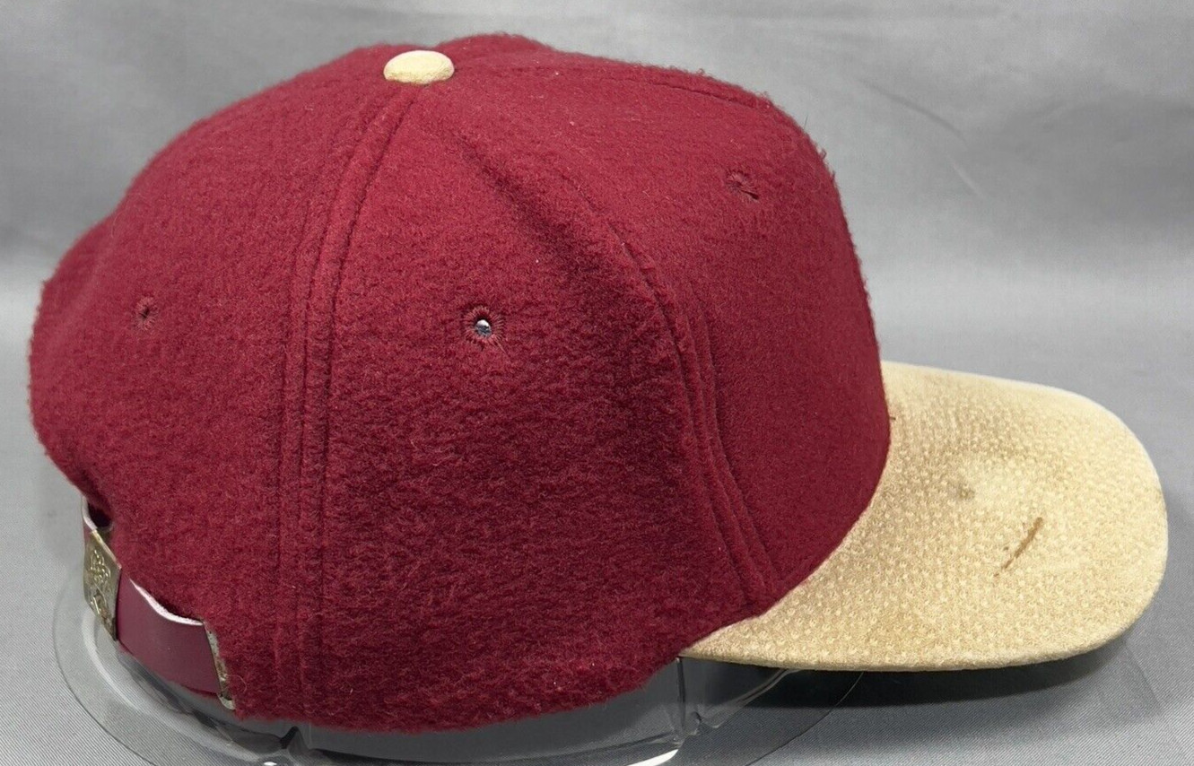 Vtg KC Cap Blank Plain Solid Strap Back Hat Burgu… - image 5