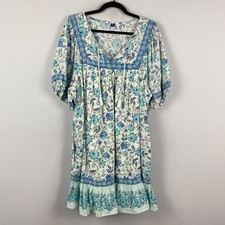 Old Navy Puff-Sleeve Printed Mini Swing Dress Size XXL Floral Short Sleeve