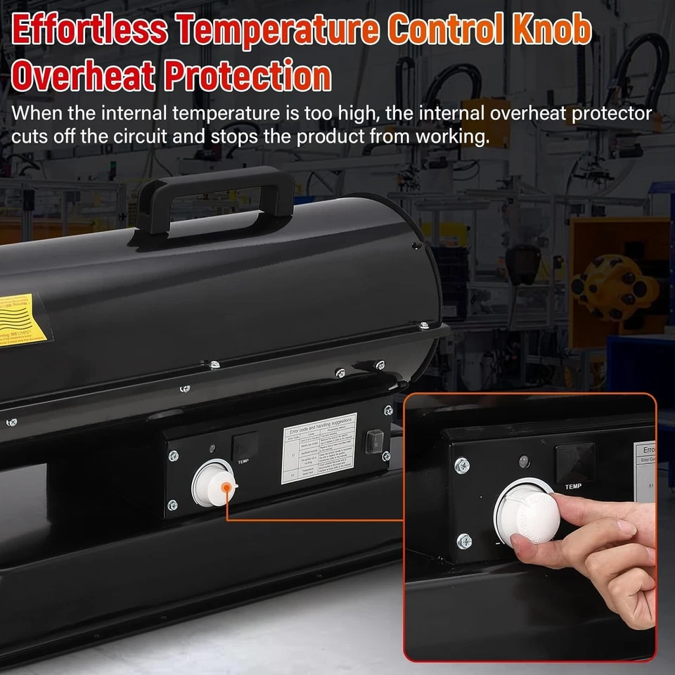 Calentador de aire forzado diésel/queroseno portátil 80000 BTU interior exterior tanque de 18 L Foto 3 de 4