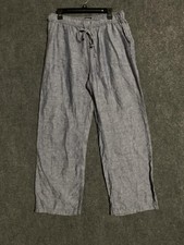 Jones New York Linen Pants Womens Large Blue Drawstring Elastic Waist Relaxed