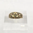 Vintage Sterling Silver Gold Tone Emerald Ring Size 8