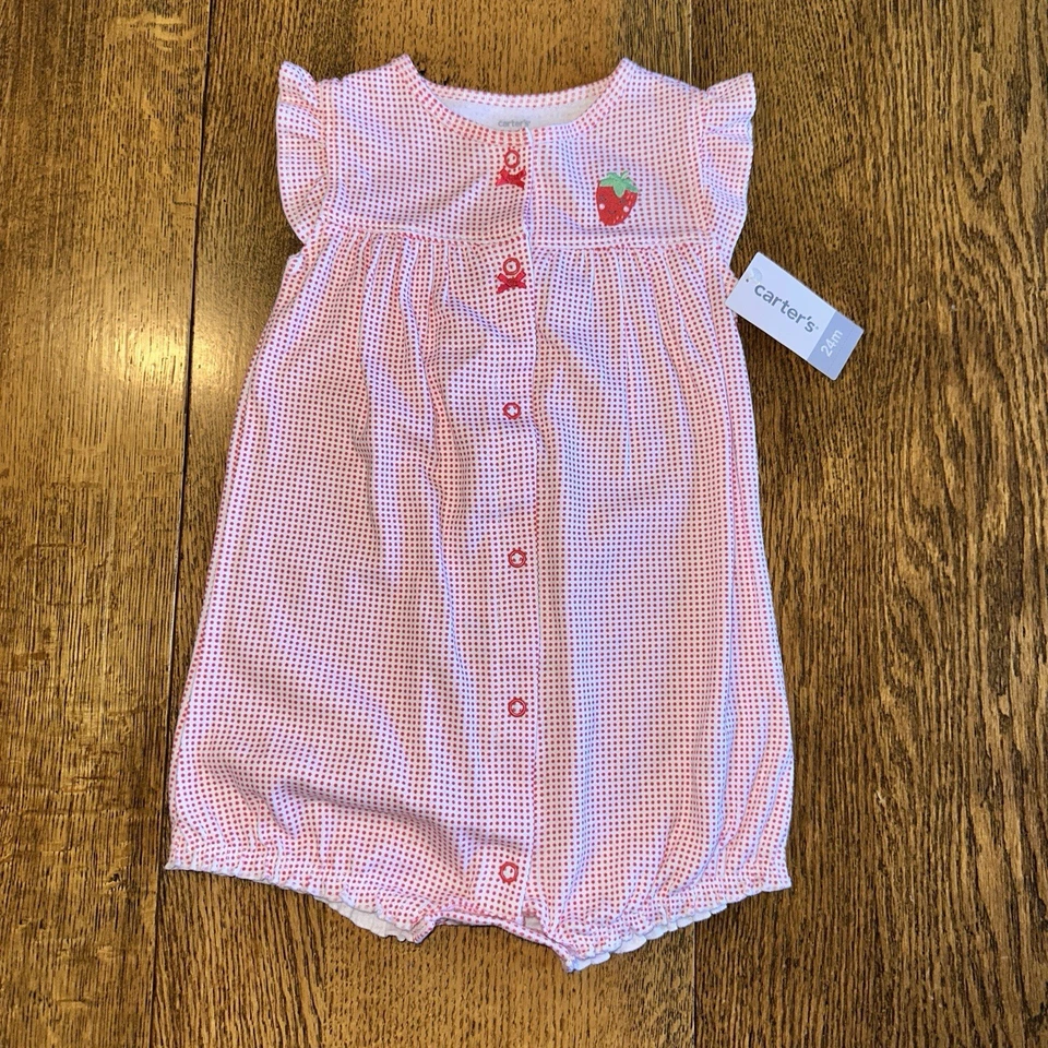Mameluco Carters Bordado Fresas Fresa Lunares Burbuja 24 Meses Foto 2 de 4