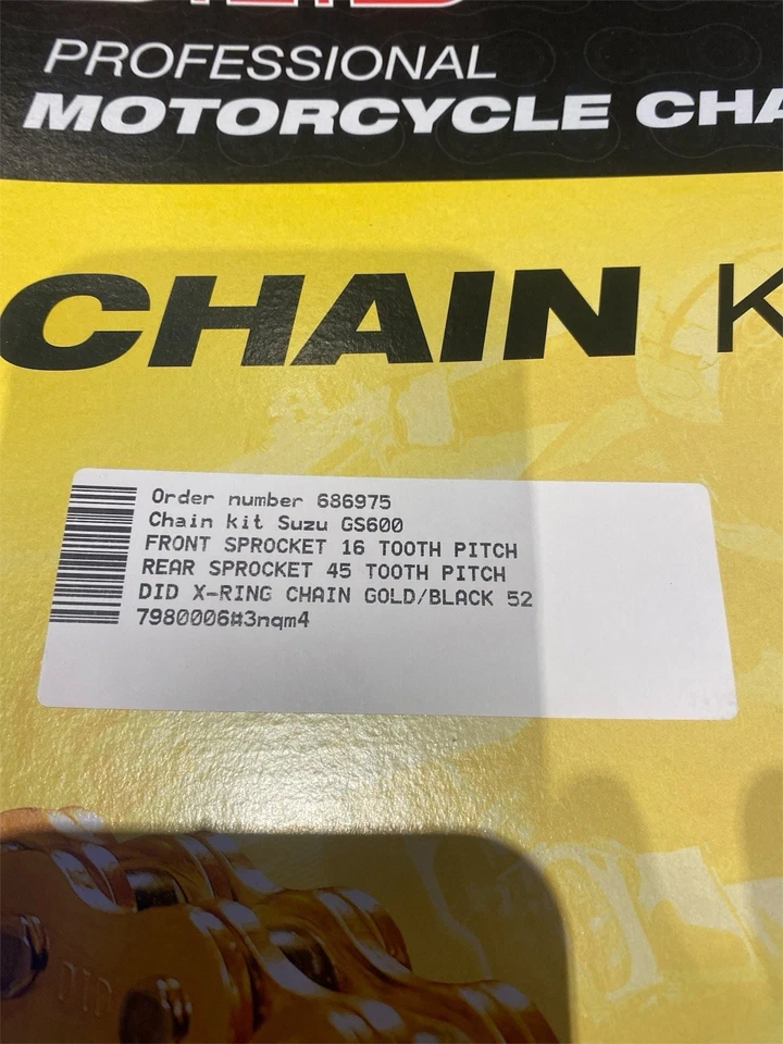DID CHAIN SPROCKET KIT SUZUKI GS600 X RING CHAIN 525 110 16 & 45 TOOTH Motorcycl - Image 2 of 4