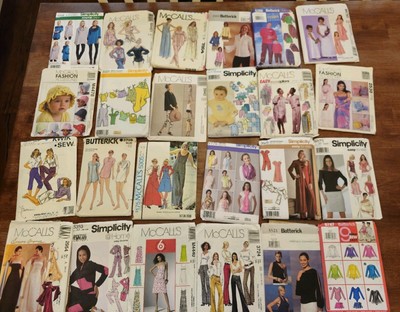 Lot of 24 Random Sewing Patterns Mostly 1990's, Early 2000's Wide Variety 