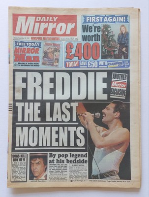 FREDDIE MERCURY - Freddie The Last Moments - Daily Mirror UK Newspaper NOV 1991