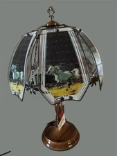 New but Vintage ok lighting white Horse 6 glass panel 3 way touch lamp unused