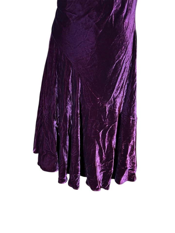 Vestido Vintage Lauren Ralph Lauren Terciopelo Imitación Envolvente Sin Mangas Borgoña Talla 16 Foto 3 de 4