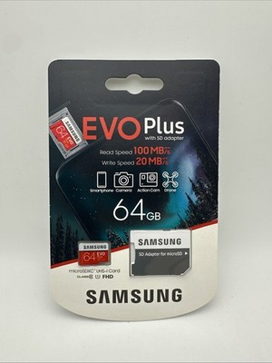 NEW Samsung MB-MC64H EVO Plus 64GB microSDXC UHS-I Memory Card with SD Adapter