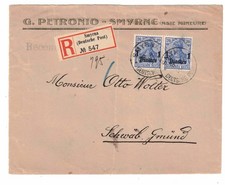 1909 Smyrna German Offices Registered Cover Front to Schwabisch Gmund