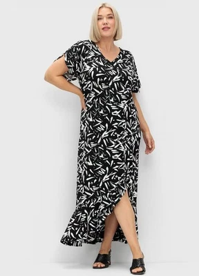 Kleid schwarz 50 Sheego Damen Maxikleid in Wickeloptik UVP 59,99€ 9.9878 - Bild 1 von 4