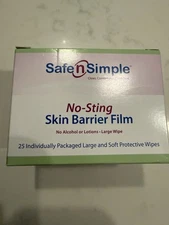 25 Safe n Simple No Sting Skin Barrier Film Large Wipes Exp. 2027/07