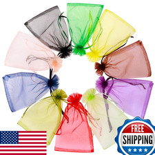 Wentao 100 Pcs Organza Bags 34 Inches Mixed Color Sheer Organza Gift Bags