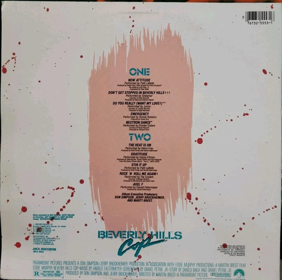Vinyl LP Beverly Hills Cop Soundtrack VG+ MCA-5553 Canada Sountrack Pop Rock - Image 2 of 4