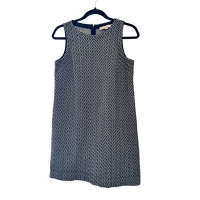 Loft Black White Chevron Sleeveless Shift Dress Petites SP Zig Zag Knit 442582