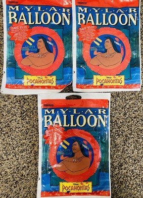 Set Of 3 Vtg 90 s Anagram Pocahontas Happy Birthday Party Mylar Balloons NOS