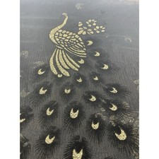 Sheer, Black And Gold Metallic Scarf 14 X 60 Vintage EUC Never Worn