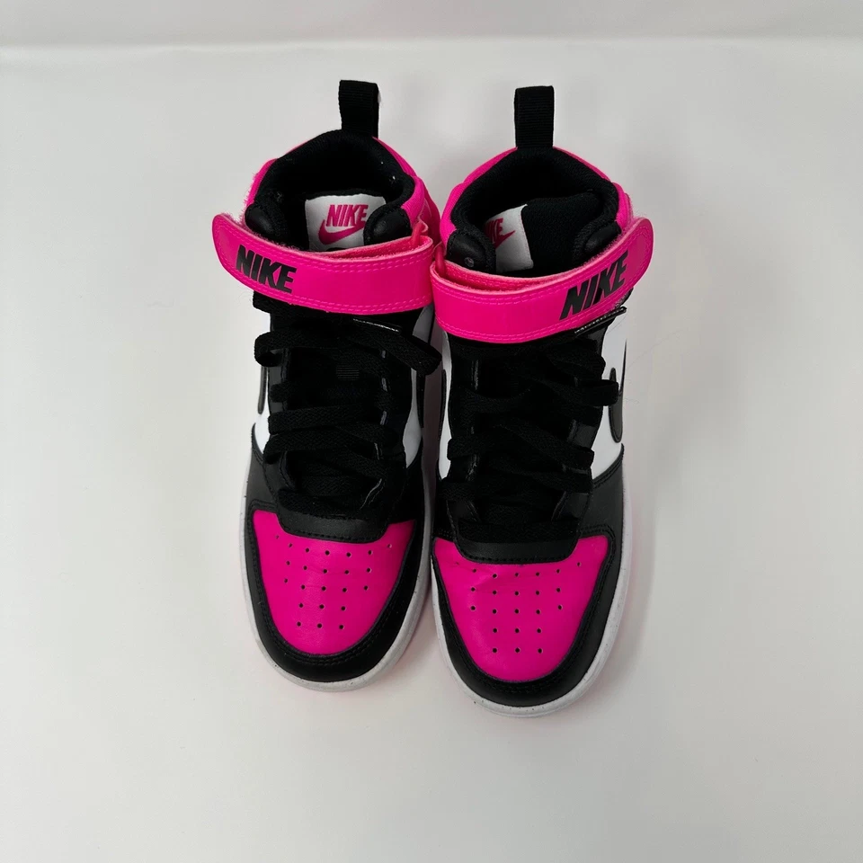 GUC Kid's Nike Court Borough Mid 2 Sneakers Pink Black White High Top Shoes, 4.5 - Image 4 of 4