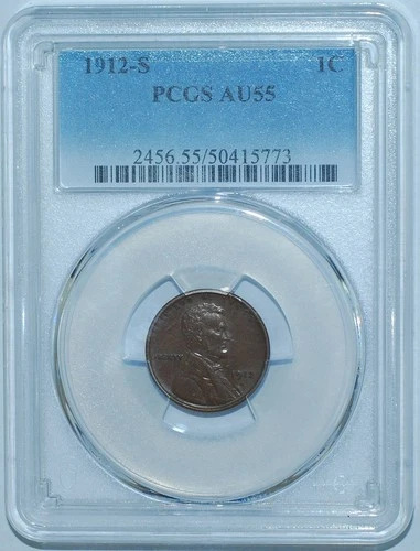 1912 S PCGS AU55 Lincoln Wheat Cent