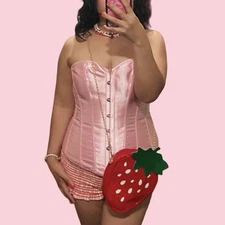 Shein Pink Satin Corset (Small)