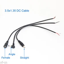 100pc 30cm/1FT DC Power Cable 3.5mmx1.35mm DC Tip Male/Female Cable Pigtail Wire